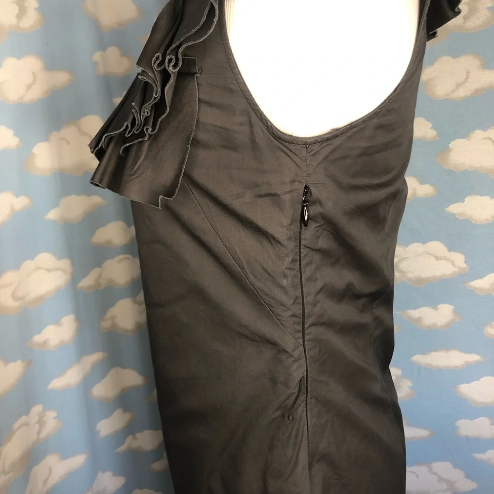J. Crew Ruffled Scoop-neck Fit & Flare Dress‎ Charcoal Gray Size 2